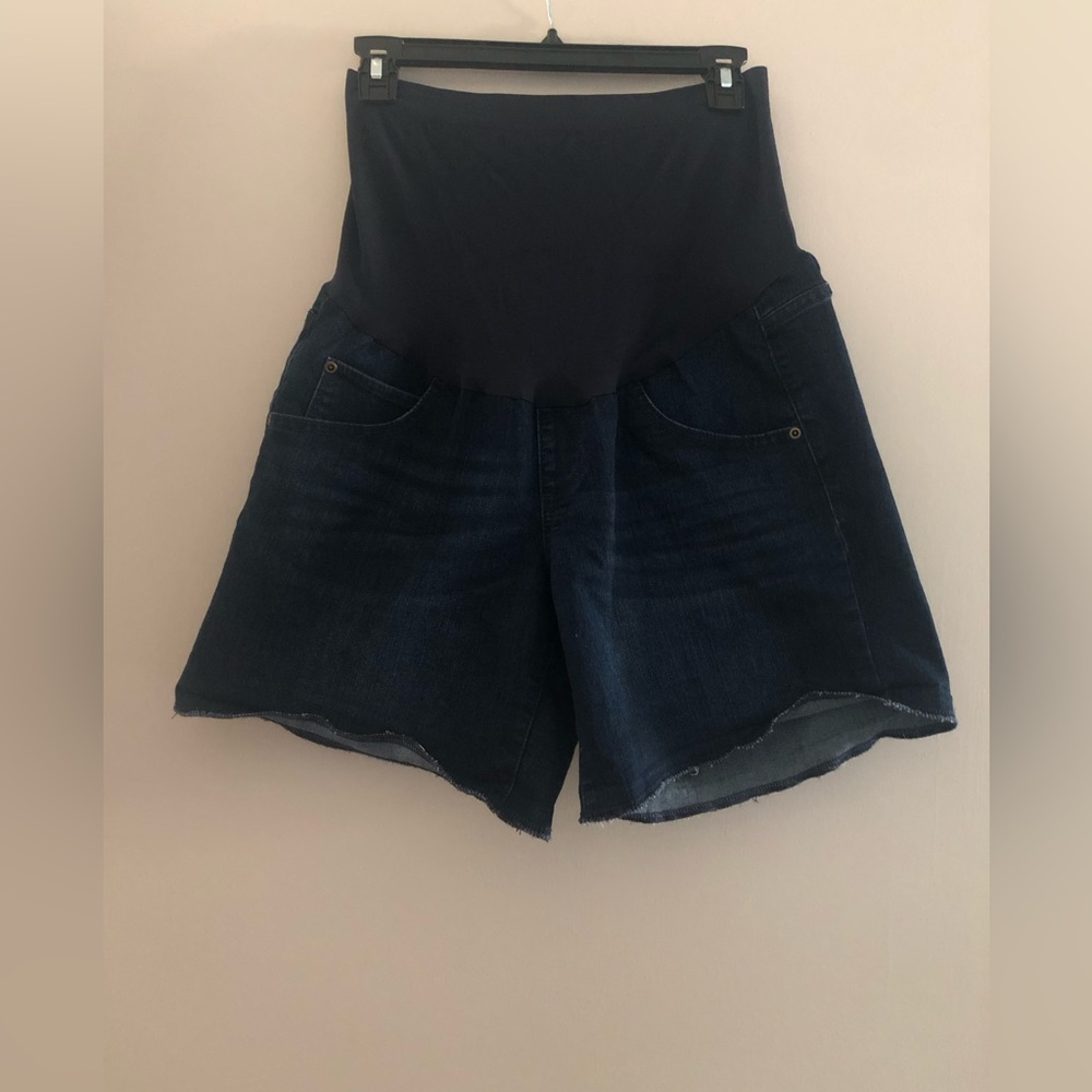 Maternity dark wash jean shorts